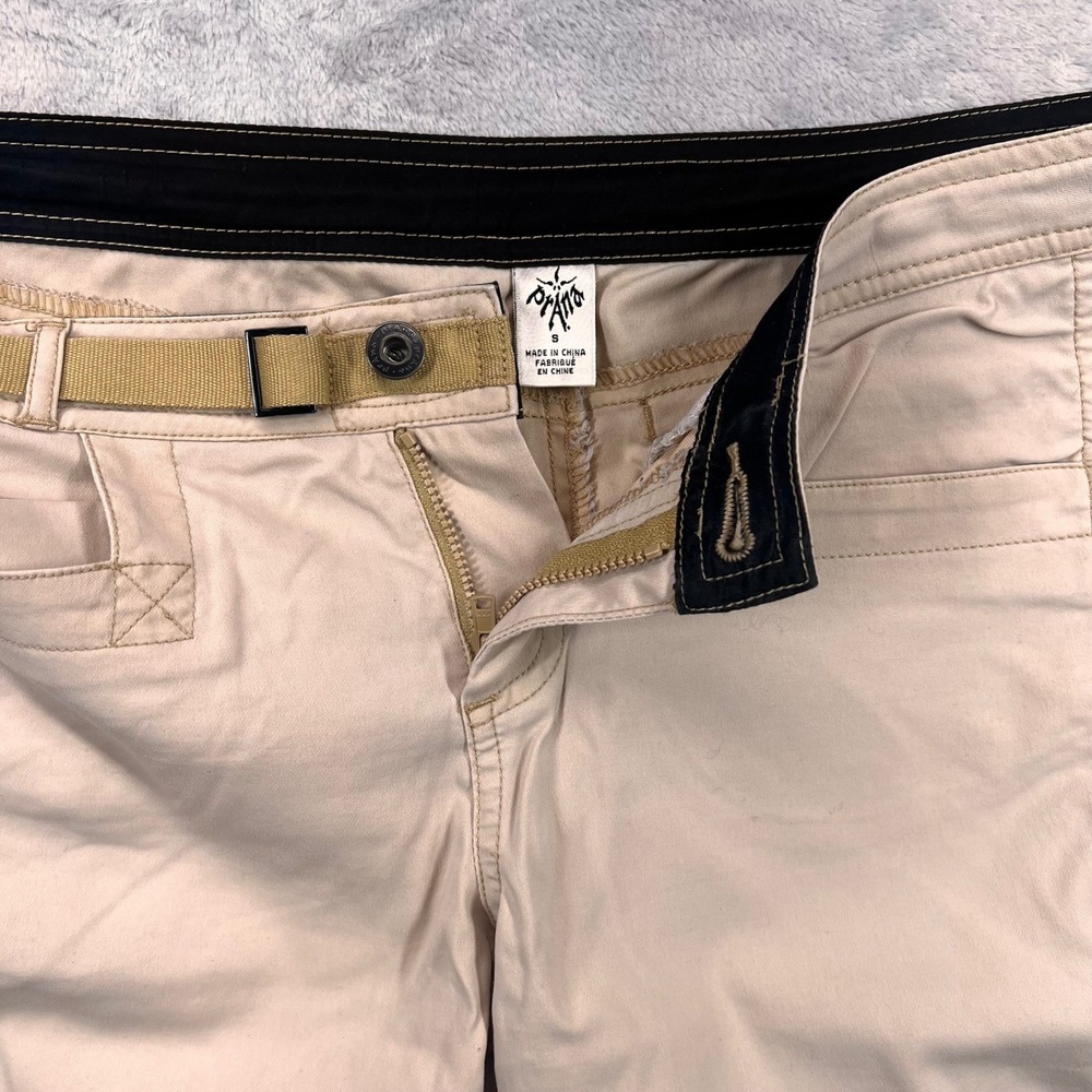 Prana Breathe Women Tan Khaki Cargo Hiking Pants Size S Built-in Belt - Picture 6 of 8